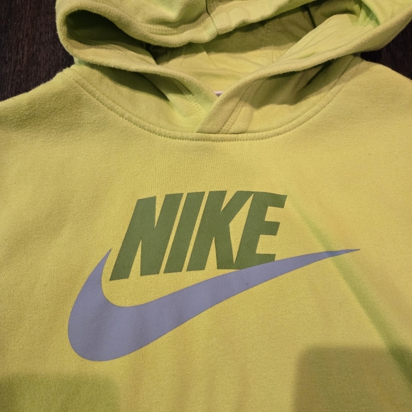 Nike Logo Hoodie - Bright Green, Blue - YOUTH XL - Picture 2 of 8